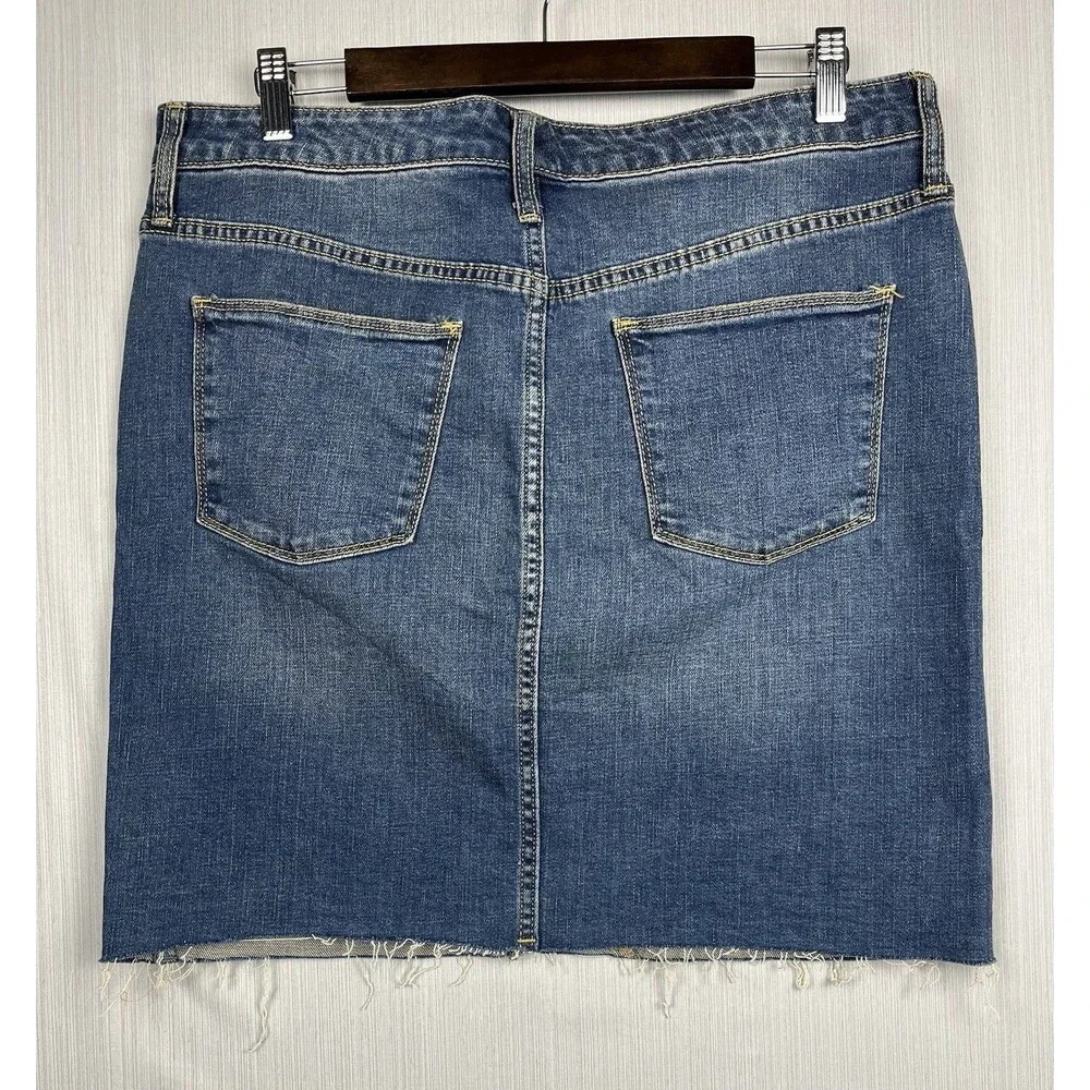 Denim Pencil Skirt Casual Minimalist Raw Hem Straight Fit Universal Thread Sz 14